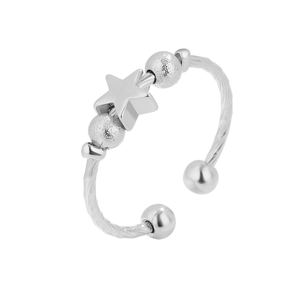 Nytt produkt ring stjerneformet justerbar anti-stress ring anti-stress angst ring sølvbelagt silver