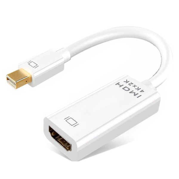 4k mini dp til HDMI skærmport adapterkabel til bærbar computer white