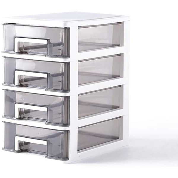 Organizer, kosmetisk akryllåda med 4 lådor white+transparent black