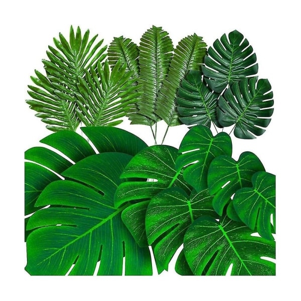 96 stk Palmeblade Kunstige Tropiske Monstera Faux Palmeblade Monstera Stængler Luau Hawaiian Party