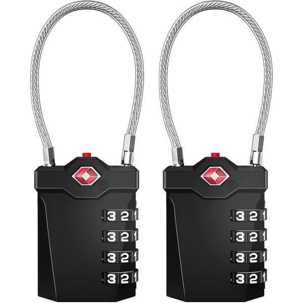 Kufferthængelåse, Tsa 4-cifret kombinationsbagagelåse med åbningsalarm, hængelåse til fitness-kabelskabe