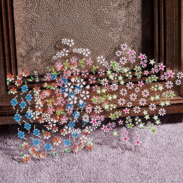Värikäs kukkakynsitarra 24 arkin kynsien koristelu multi