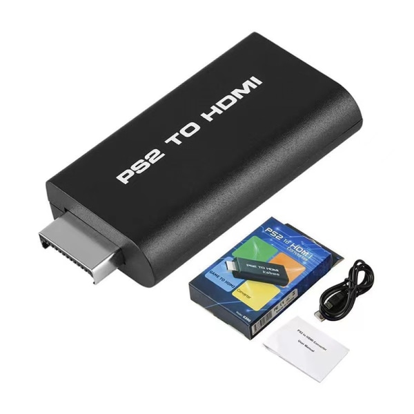 PS2 til HDMI Converter Adapter Video Converter med 3,5 mm lydudgang