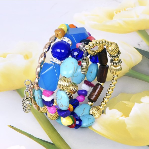Multi oregelbundna agatpärlor berlockarmband för kvinnor i blått blue
