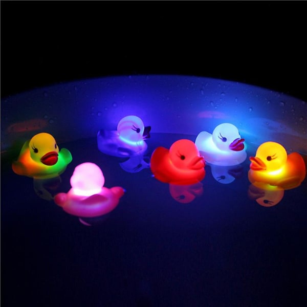 6pcs Led Flashing Light Floating Duck Bath Tub Shower Rubber Toy