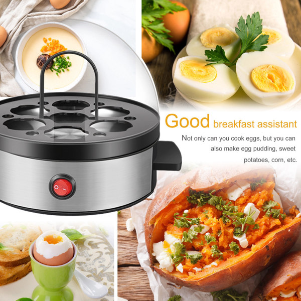 Lett bruk elektrisk eggekoker, omelett og myk-middels hard eggekoker 7 egg kapasitet