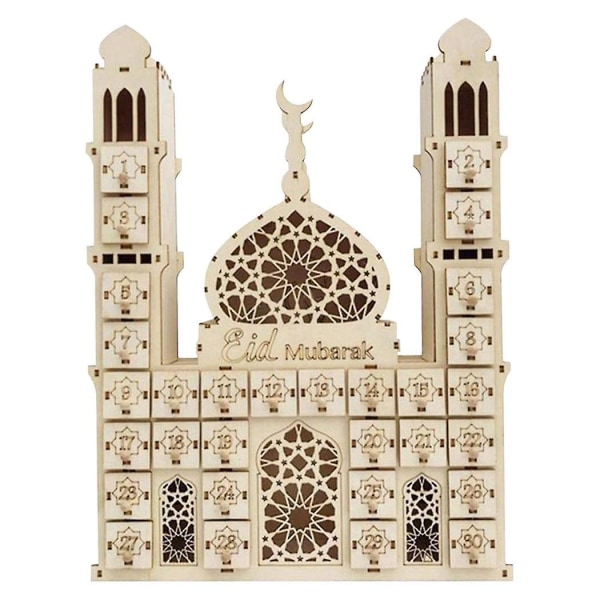 Eid Mubarak Nedräkningskalender Gör-det-själv Trä Ramadan Dekoration Trä Liten Godis Presentlåda för hemmet