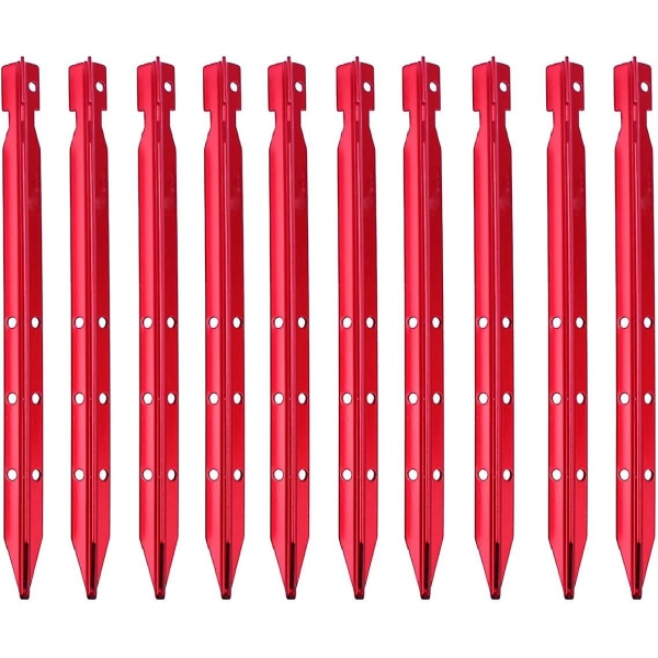 10 kpl Telttatapit Matkatapit Kevyet kiinnitystapit säilytyspussilla (punainen - 25 cm)