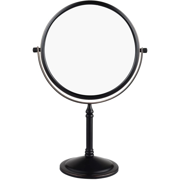 Fristående bordsskiva sminkspegel 8 tum dubbelsidig 1x 3 x förstoring 360 graders svängbar kosmetisk sminkspegel för bordsfinish svart