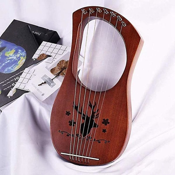 7-strenget Lyre Harpe Mahogni Solid Træ Metal Strenge Instrumenter