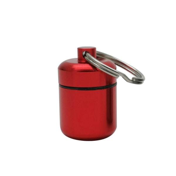 Vandtæt pilleæske Lille nøglering Pilleholder Metal Pillebeholdere Mini Bærbar Pilleæske til udendørs rejsecamping (rød) red