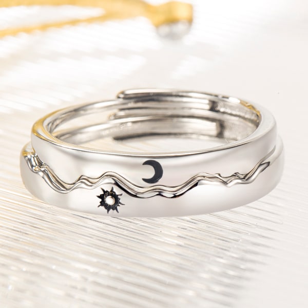 1 par justerbar delt ring måne solgraverte ringer par smykker gaver