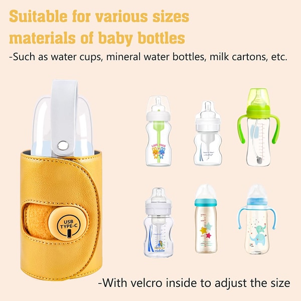 Bärbar baby kylväska med USB laddningsport gul