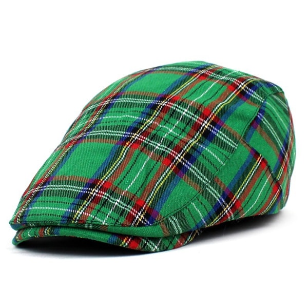 Grön retro rutig basker Brittiska män och kvinnor justerbar grön utomhus cykling hatt bomull hatt basker vinter och höst