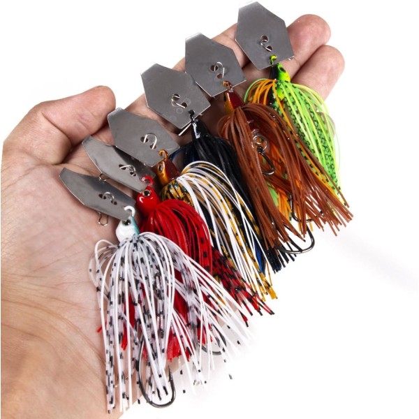 6-Pack Blade Jig Fishing Lures - Multicolor Bass Fishing Lure Kit