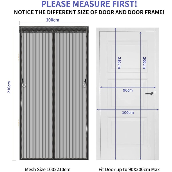 Magnetic Mosquito Net Door Window, 100x210cm Curtain