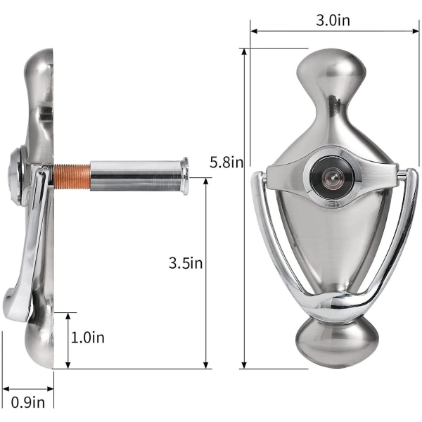 Børstet nikkel dørbanker og kikker 5,8 tommer høyere tykkere