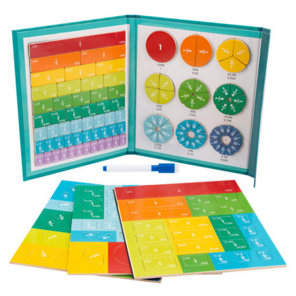 Børns brøk matematikbog Magnetisk træpuslespil matematiklegetøj