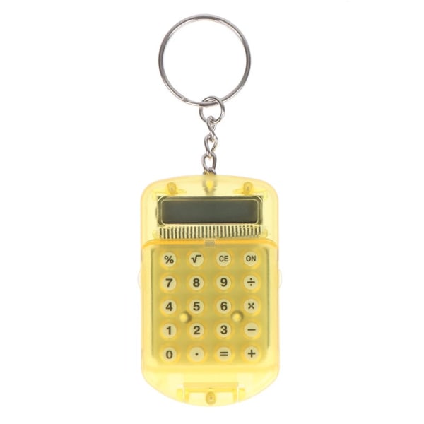 Gul miniräknare nyckelring bärbar elektronisk ficka