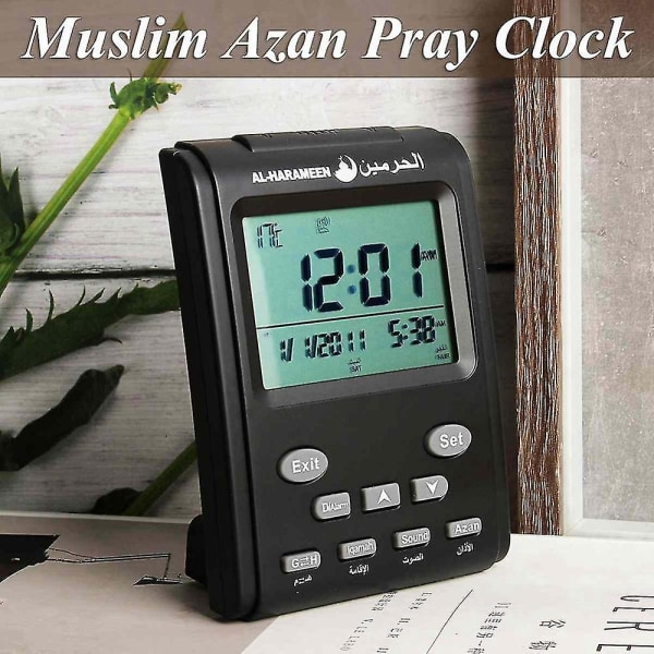Digitalt vækkeur Moske Islamisk Muslim Bedetider Azan Bord Skrivebordsur Kalender Alarm Lcd Dis
