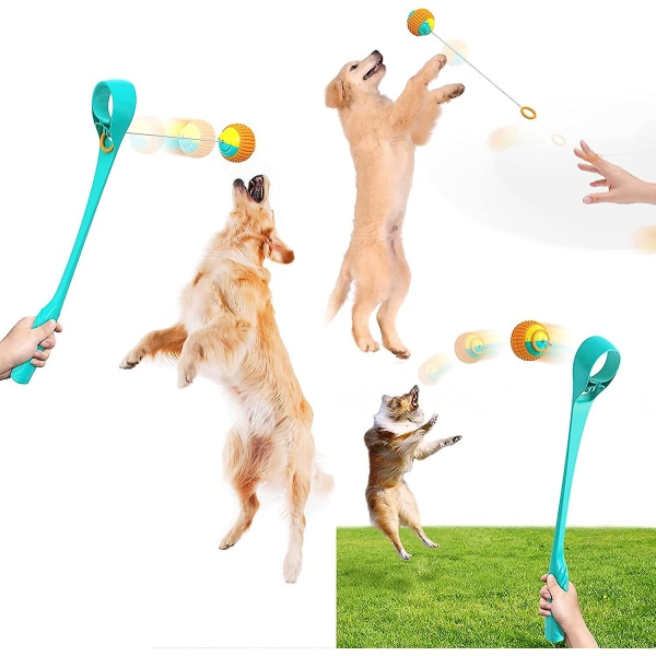 Throw It! Dog Ball Launcher Puppy Ball Launcher Rubber Blue Hands Free Pick Up And Throw, Medium Balls For Dogs