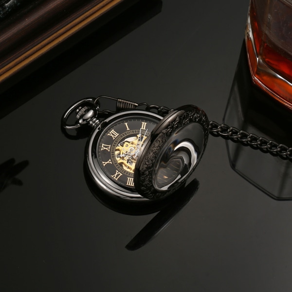 Halvautomatisk mekanisk watch Partihandel Spegel Hollow Flip Cover Halsband Mekanisk watch steel color