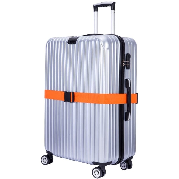 4ST resväska vagn med fast elastisk bagagerem orange