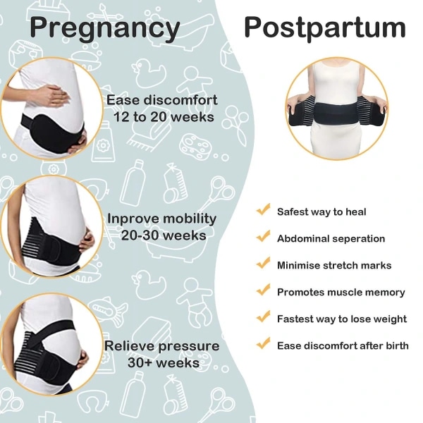 Stödbälte för ländryggen Gravidbälte för gravida kvinnor, justerbart midjebälte för gravida kvinnor