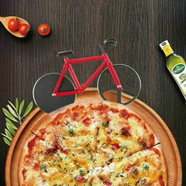 1 stk. rustfrit cykel pizzaskærer, pizzahøvlværktøj red