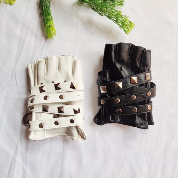 Leather Punk Love Fingerless Love Kvinne sykkelsportshansker white