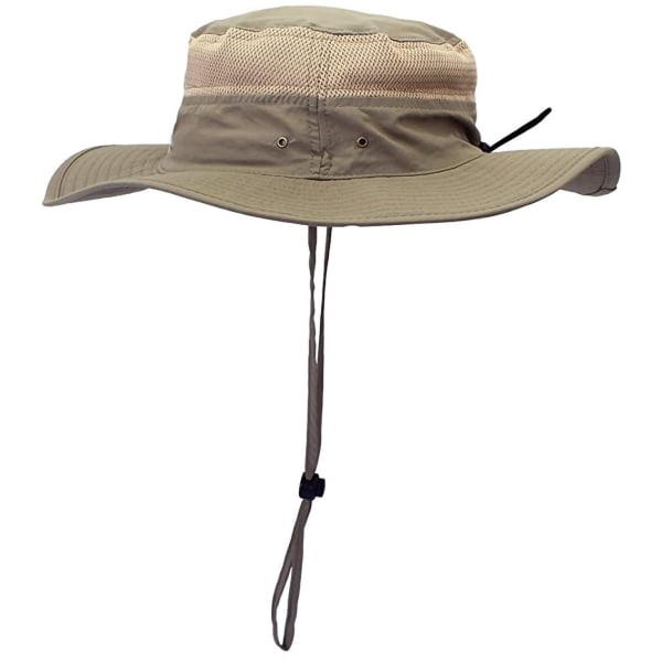 Udendørs solhat Wide Rim Fisherman Bucket Hat til mænd, kvinder Khaki