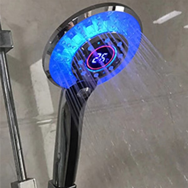 Trefärgad temperaturstyrd LED duschhuvud handdusch temperatursensor med temperaturdisplay, FUNGERAR UTAN BATTERIER!