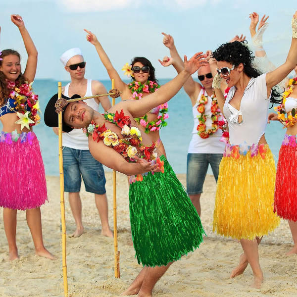 60 cm lange hawaiianske maskeradekostumer, hula-nederdele til strandfest (6-pack)