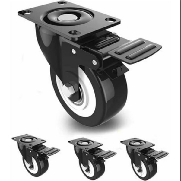 Heavy Duty möbelhjul 50 mm hjul med bremse, 4 drejelige hjul til møbler/transport