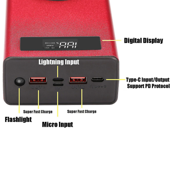 Dubbel USB utgång platt för huvud batteriladdare Box Diy Power Bank för case Stor