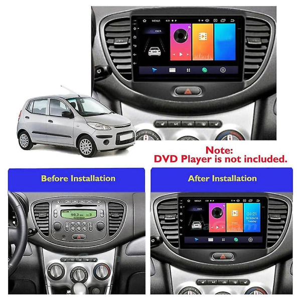 Til I10 2008-2011 9 Tommer 2 Din Car Dashboard Radio Fascia Dash Mp5 Player Dvd Adapter Panel
