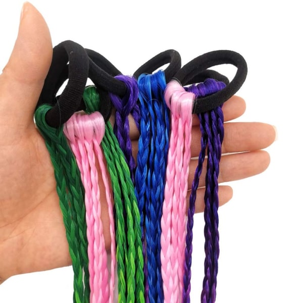 8 stk Kids Hair Extensions flettet hårbånd, Ombre jenter hårbånd med elastiske taustropper for barn og kvinner