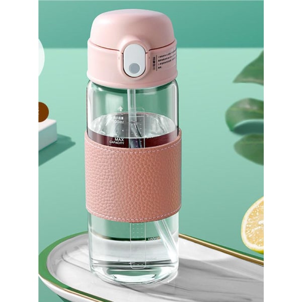 Bærbart halmglas med vægt og højkapacitets vandflaske pink