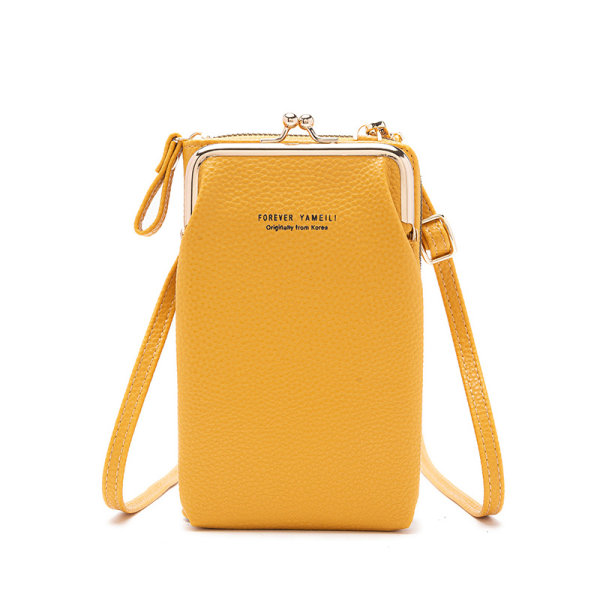 Mobilväska, plånbok, korthållare, gul axelremsväska