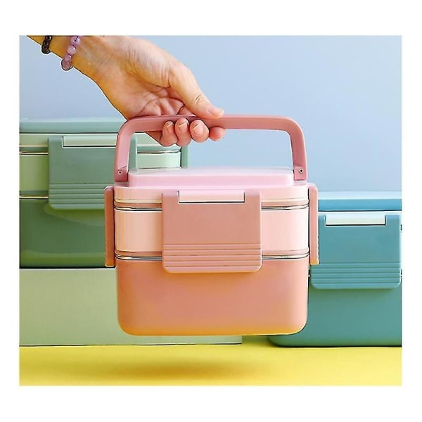 Matlåda i rostfritt stål Bärbar läckagesäker Bento-låda med matförvaringsbehållare Blågul