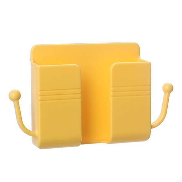 Sæt med 3 Vægmonteret Mobiltelefonholder Mobiltelefon Opladningsopbevaringsstativ Fjernbetjening Opbevaringsboks (gul) yellow