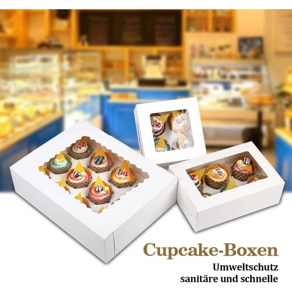 Muffinssirasia 6-reikäinen muffinikeksirasia Cupcake Box leivonnaisten leivontapakkaus 10 kpl (valkoinen)