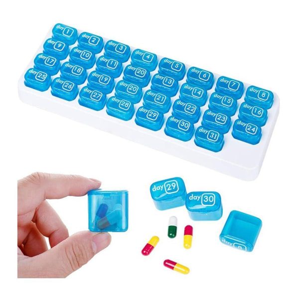 Pill Box 31 Days Portable Tablet Box med Resemedicin Box