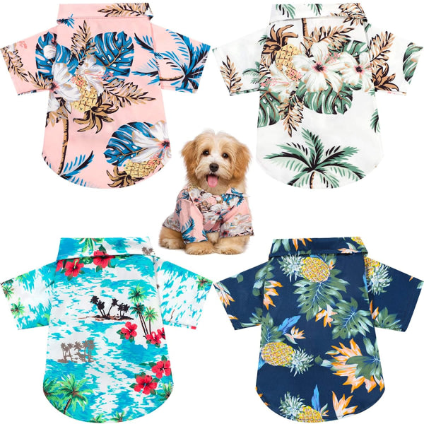 4st husdjur sommar t-shirt hawaiiansk stil blommig hundskjorta l L