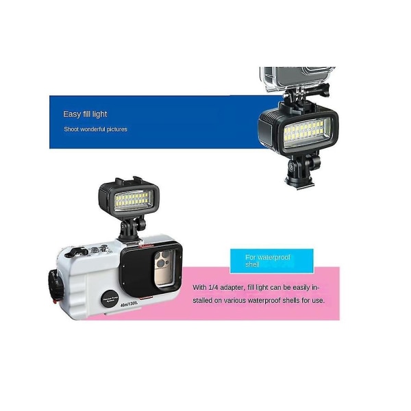 40m Vattentät Undervattensdykning Fill Light Led Video Light For Hero 10 9 8 Action Camera / Slr Mir