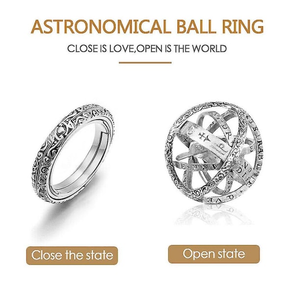 Astronomi Ball Ring Kosmisk Ring Ring Par Par Smykker Gave Silver 12