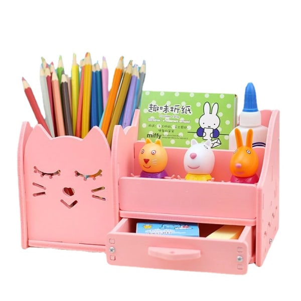 Skrivbordsförvaringsbox pennhållare rosa pennhållare lämplig för skrivbordsförvaring för barn