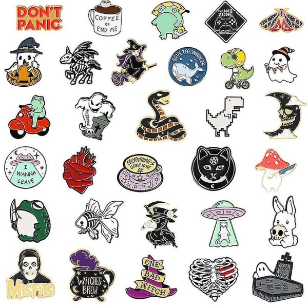 24 Pack Cute Emalje Rygsæk Pins, Sjov Emalje Pins Bulk Sæt