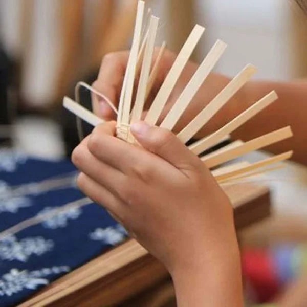 Flade polerede bambusstrimler Silke Håndlavet Fuglebur strikkemateriale 6mm Bredde