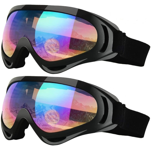 2 stk Skibriller til børn, UV-beskyttelse og anti-dug linse til børn og unge, sfærisk linse snowboard Rainbow